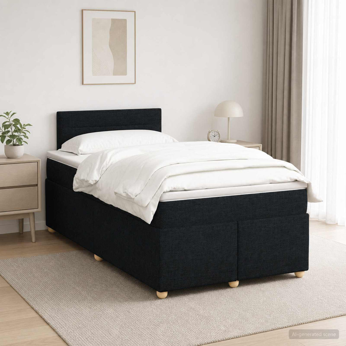 Boxspring krevet s madracem Crna 120 x 190 cm Tkanina