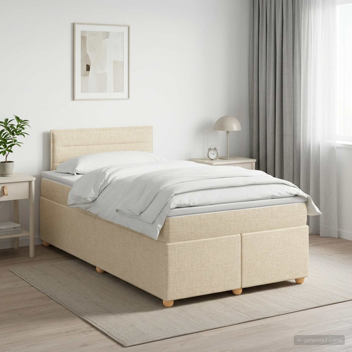 Boxspring krevet s madracem Krem 120 x 190 cm Tkanina