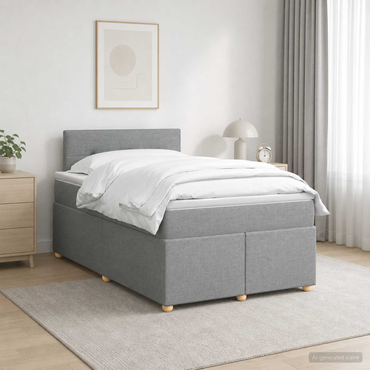 Boxspring krevet s madracem Svjetlosiva 120 x 200 cm Tkanina