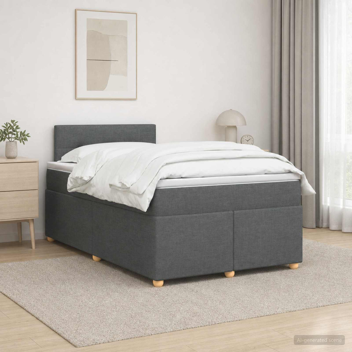 Boxspring krevet s madracem Tamnosiva 120 x 200 cm Tkanina