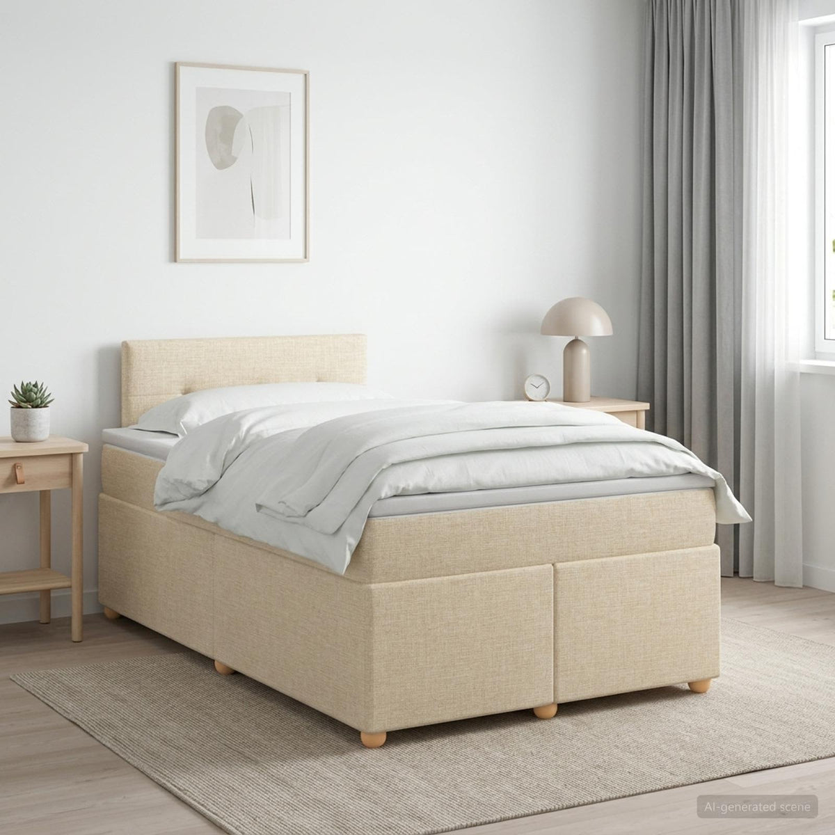 Boxspring krevet s madracem Krem 120 x 200 cm Tkanina 200 x 120 x 88 cm