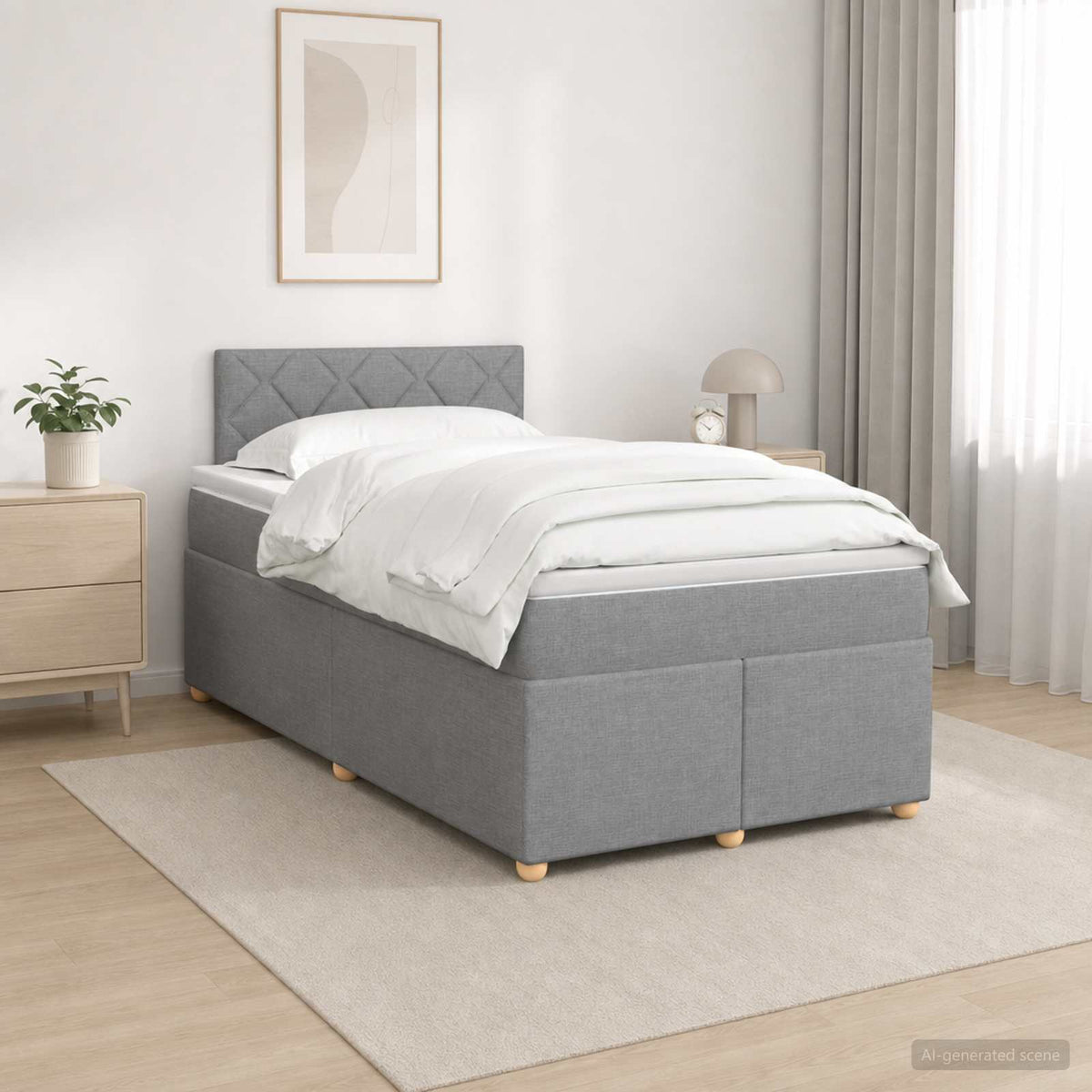 Boxspring krevet s madracem Svjetlosiva 120 x 200 cm Tkanina 200 x 120 x 88 cm