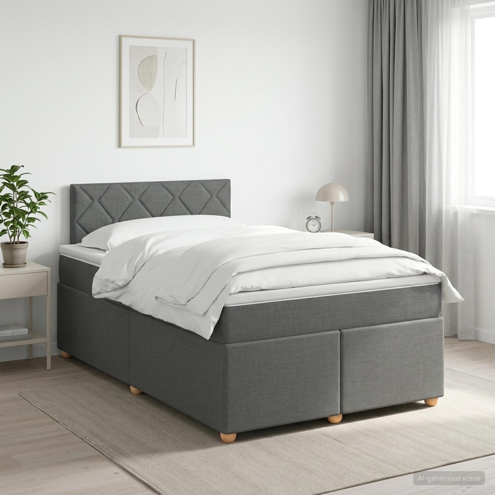 Boxspring krevet s madracem Tamnosiva 120 x 200 cm Tkanina