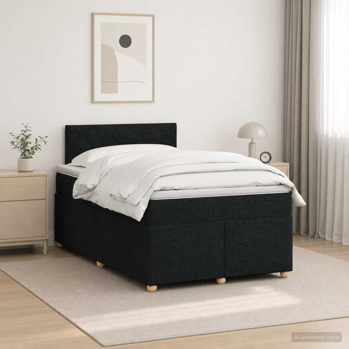 Boxspring krevet s madracem Crna 120 x 200 cm Tkanina