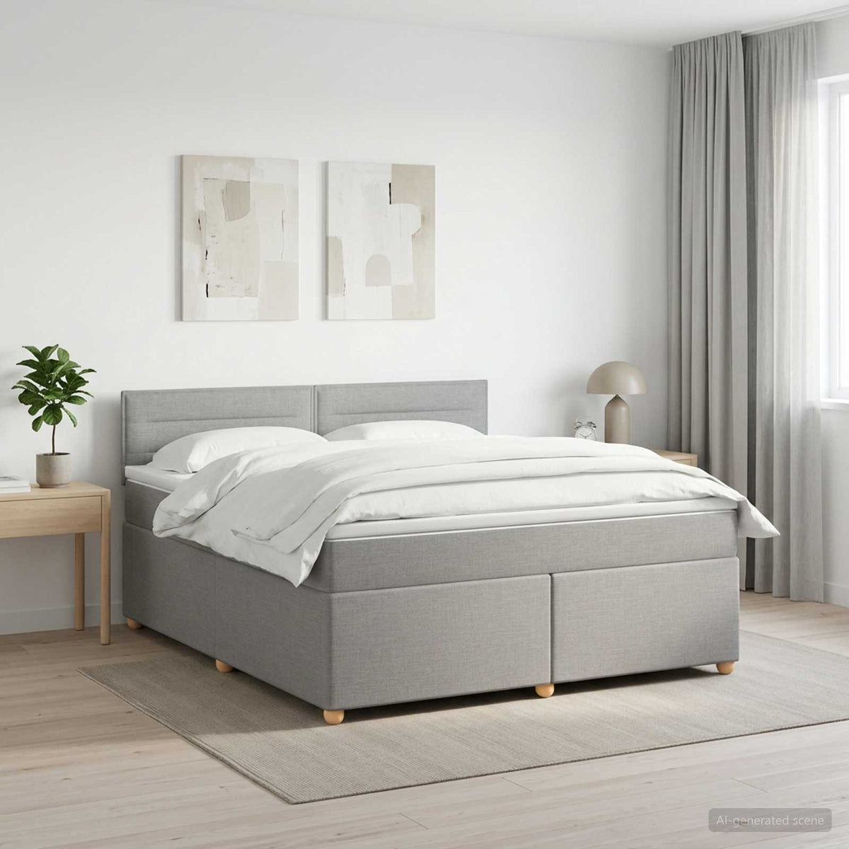 Boxspring krevet s madracem Svjetlosiva 140 x 190 cm Tkanina