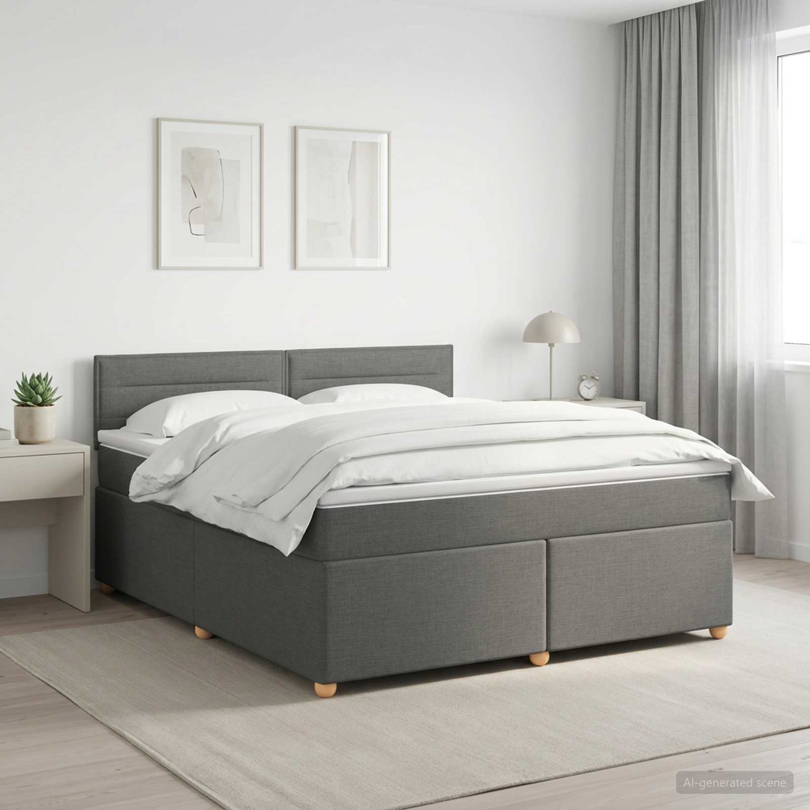 Boxspring krevet s madracem Tamnosiva 140 x 190 cm Tkanina