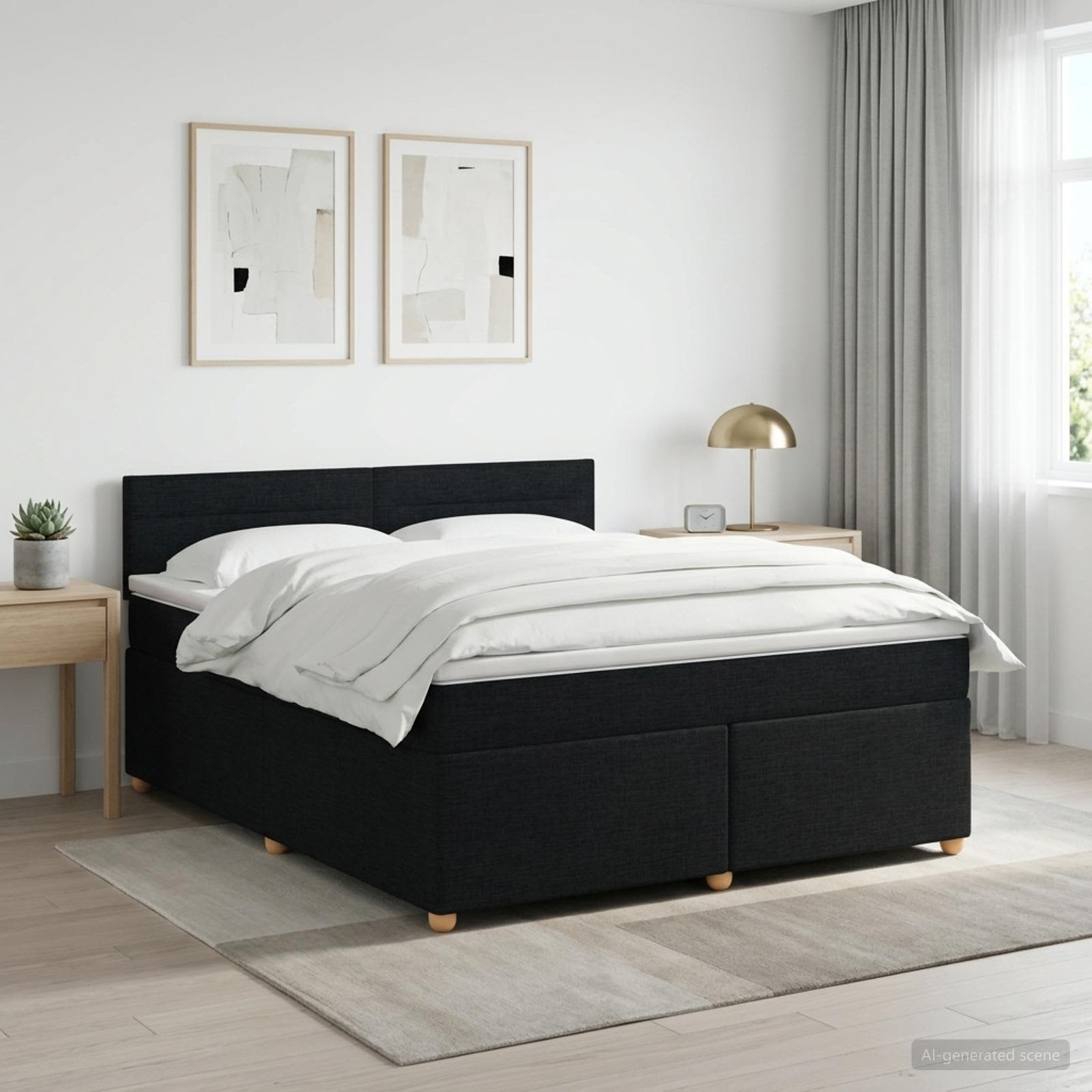 Boxspring krevet s madracem Crna 140 x 200 cm Tkanina
