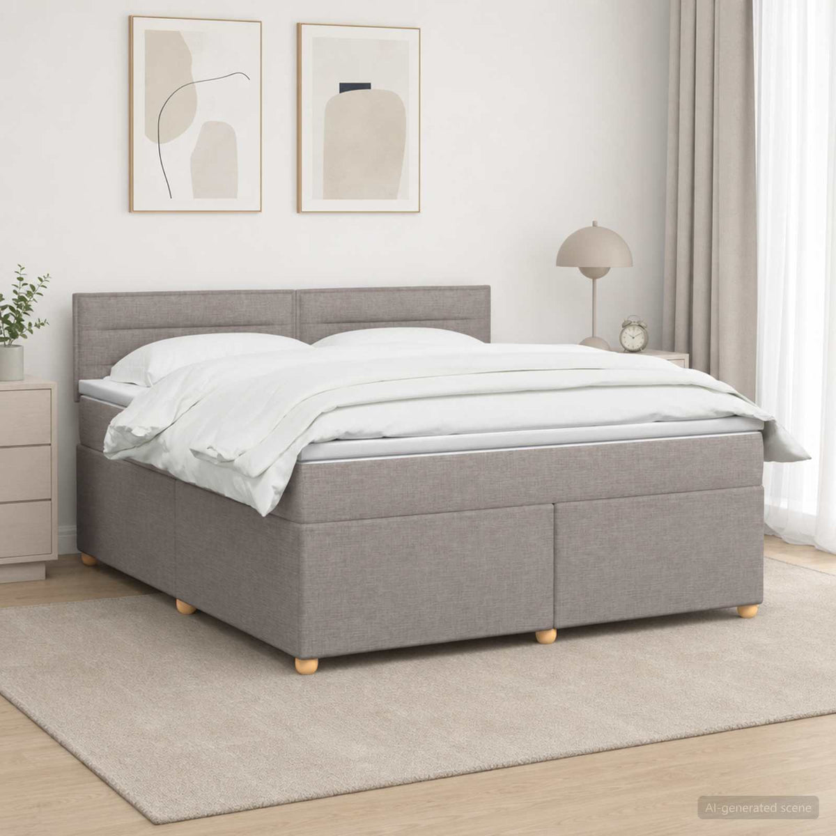 Boxspring krevet s madracem Sivosmeđa 140 x 200 cm Tkanina