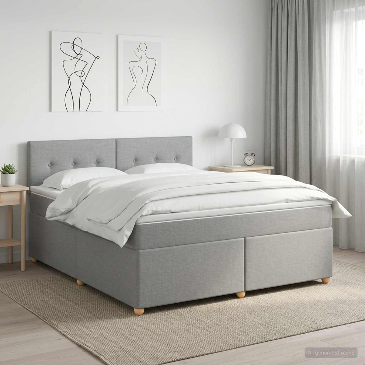 Boxspring krevet s madracem Svjetlosiva 140 x 190 cm Tkanina