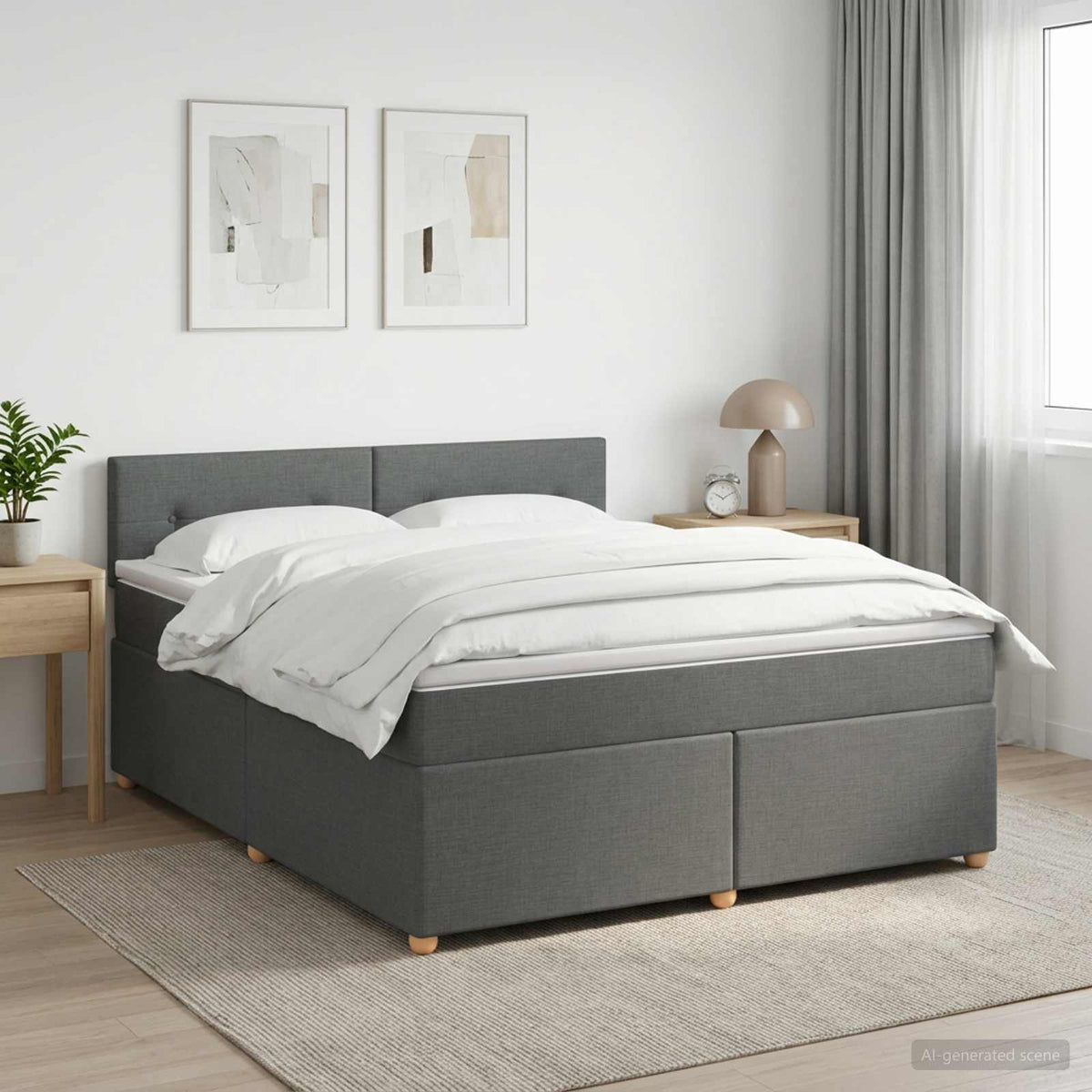 Boxspring krevet s madracem Tamnosiva 140 x 200 cm Tkanina