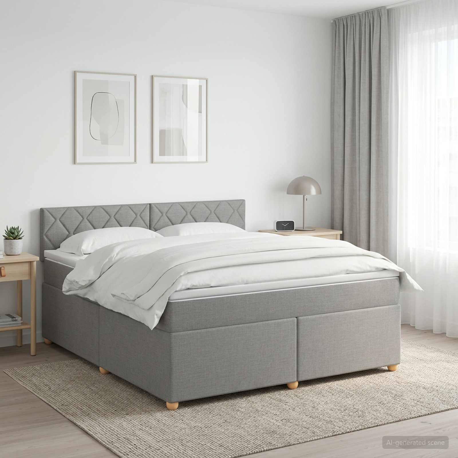 Boxspring krevet s madracem Svjetlosiva 160 x 200 cm Tkanina