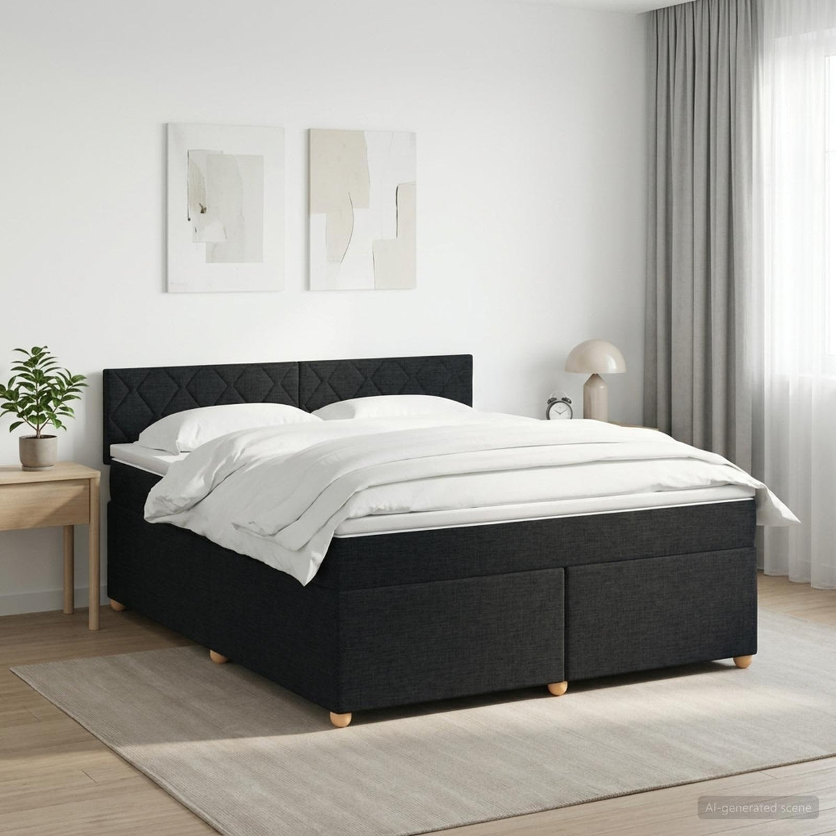 Boxspring krevet s madracem Crna 160 x 200 cm Tkanina