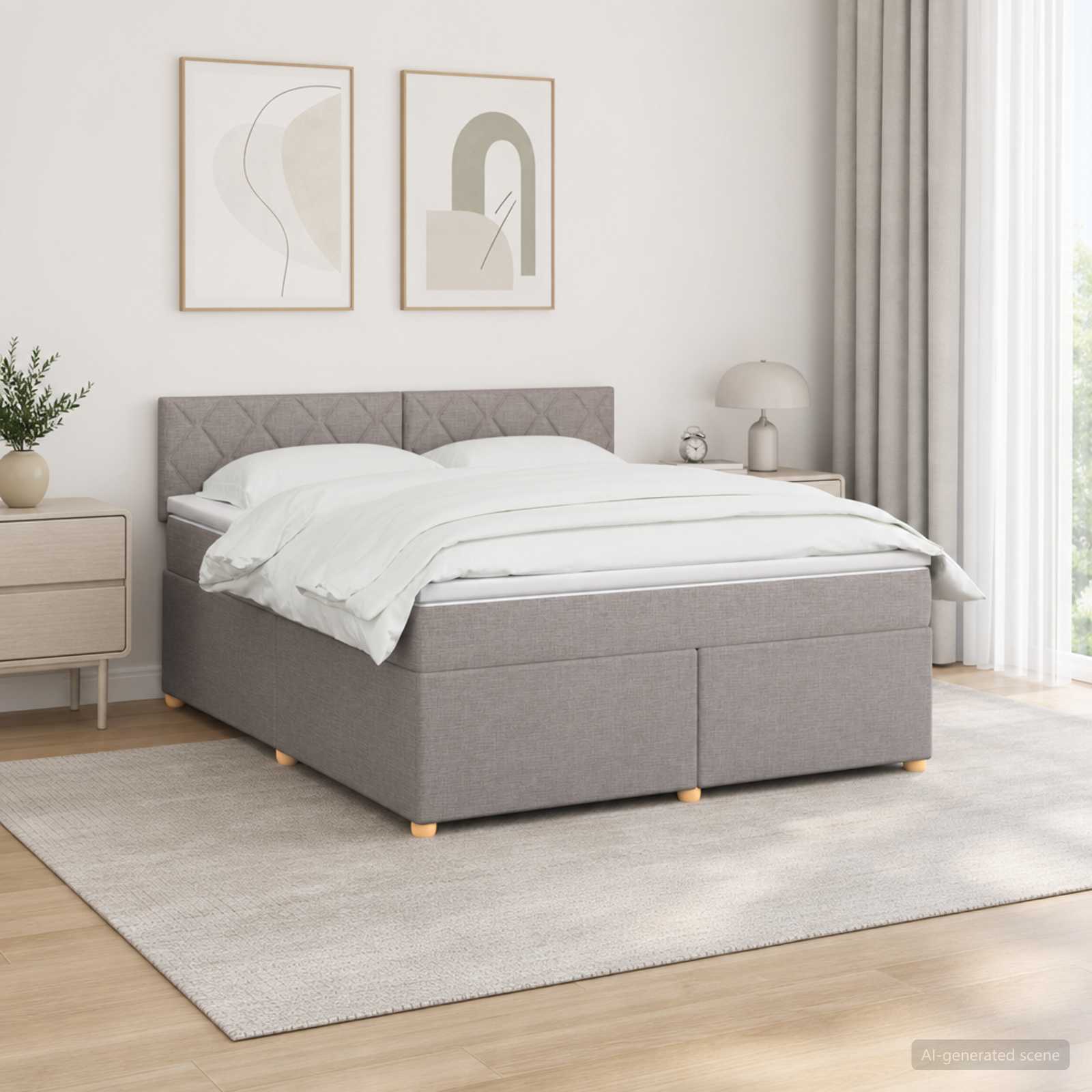 Boxspring krevet s madracem Sivosmeđa 180 x 200 cm Tkanina