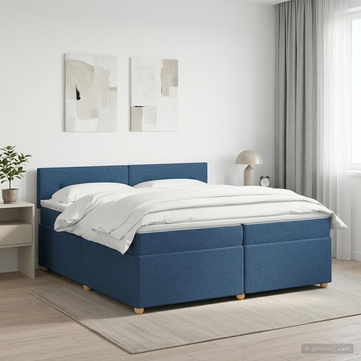 Boxspring krevet s madracem Plava 200 x 200 cm Tkanina