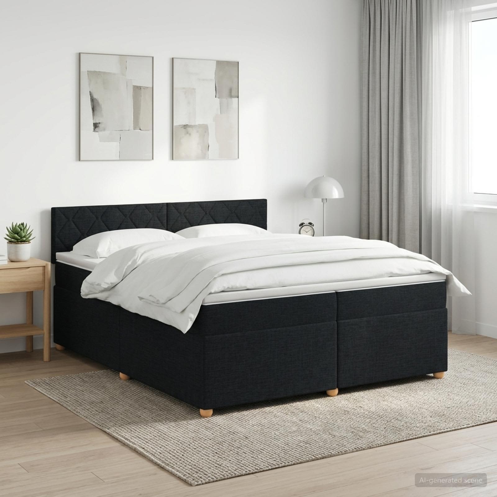 Boxspring krevet s madracem Crna 200 x 200 cm Tkanina