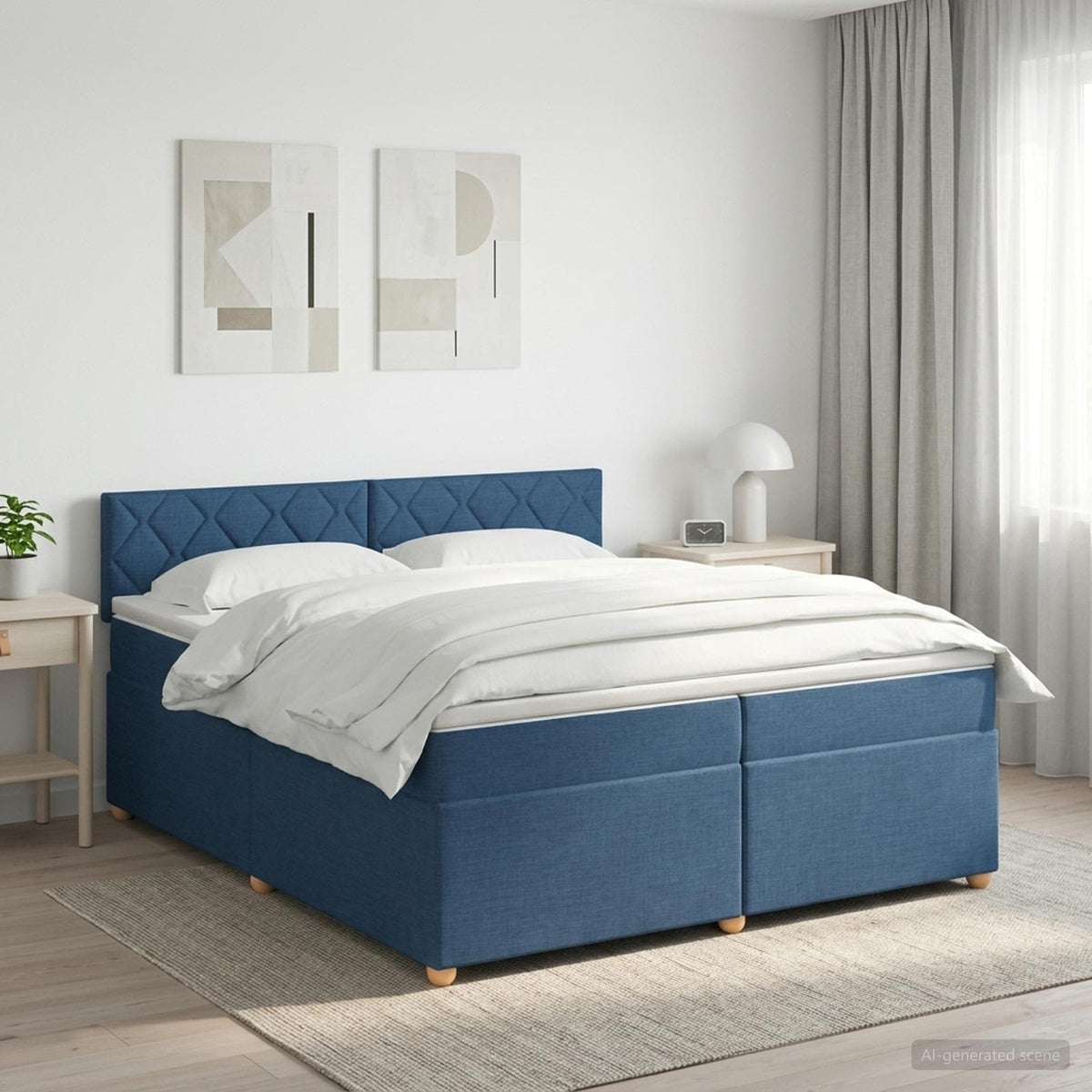 Boxspring krevet s madracem Plava 200 x 200 cm Tkanina