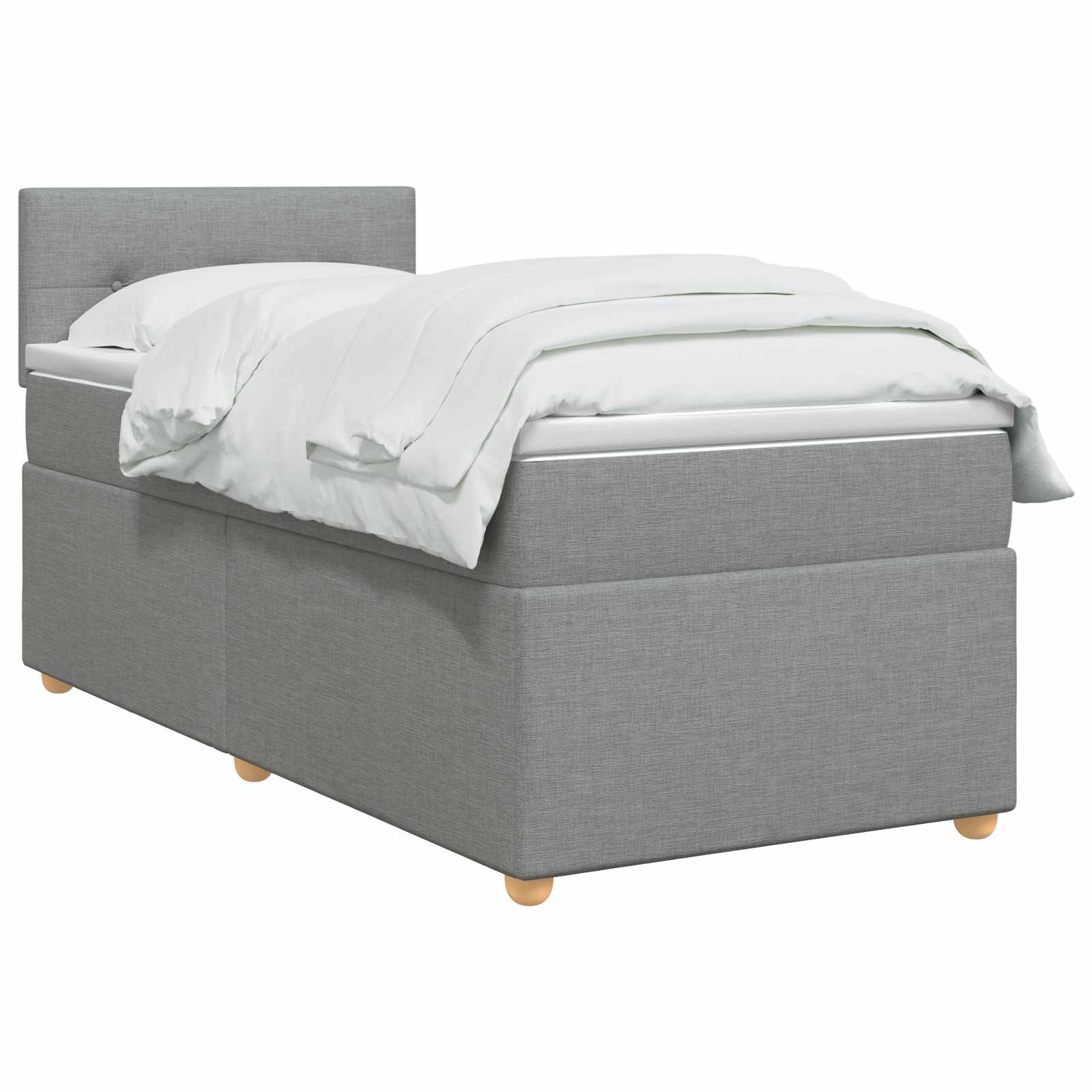 Boxspring krevet s madracem Svjetlosiva 90 x 190 cm Tkanina