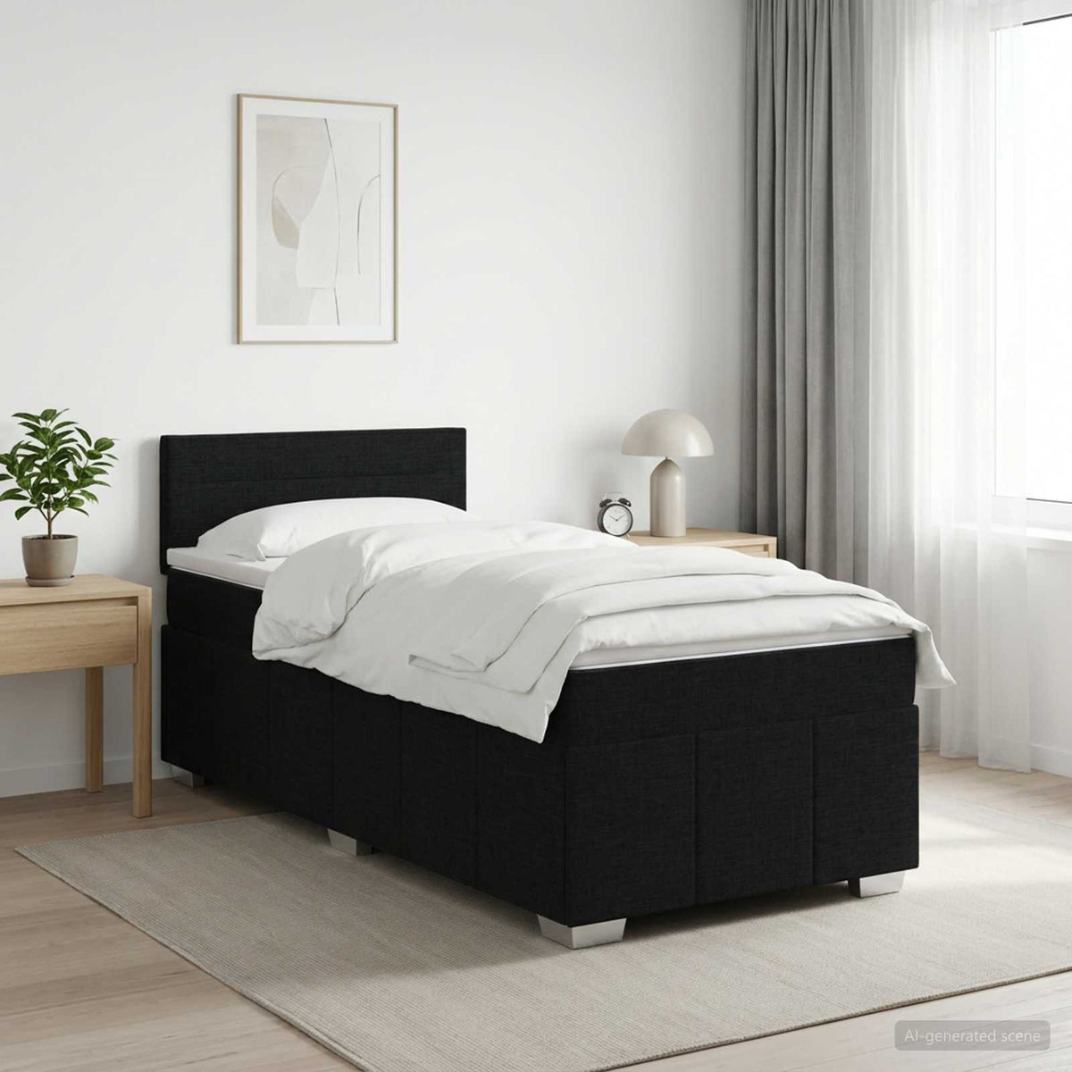 Boxspring krevet s madracem Crna 90 x 190 cm Tkanina