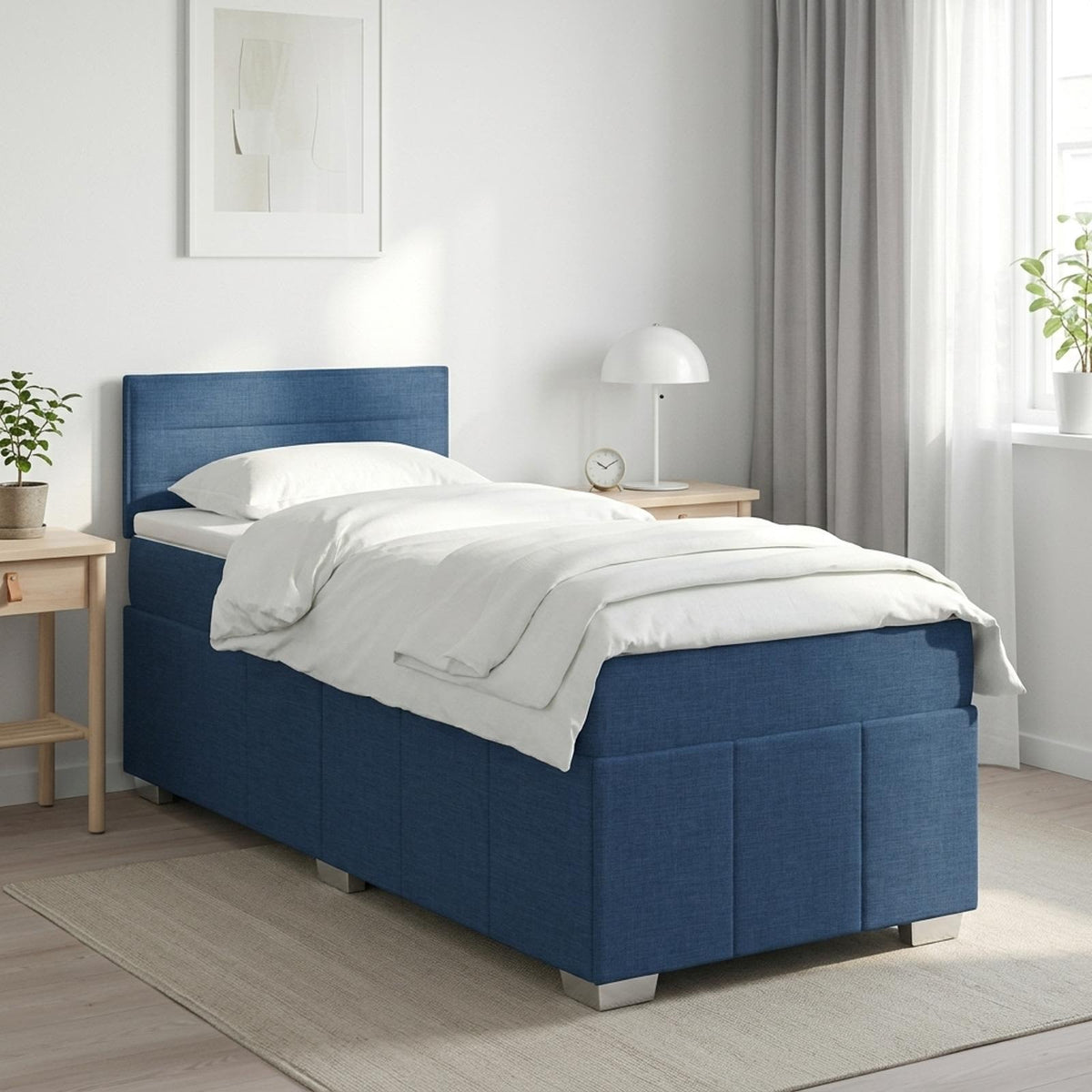 Boxspring krevet s madracem Plava 100 x 200 cm Tkanina
