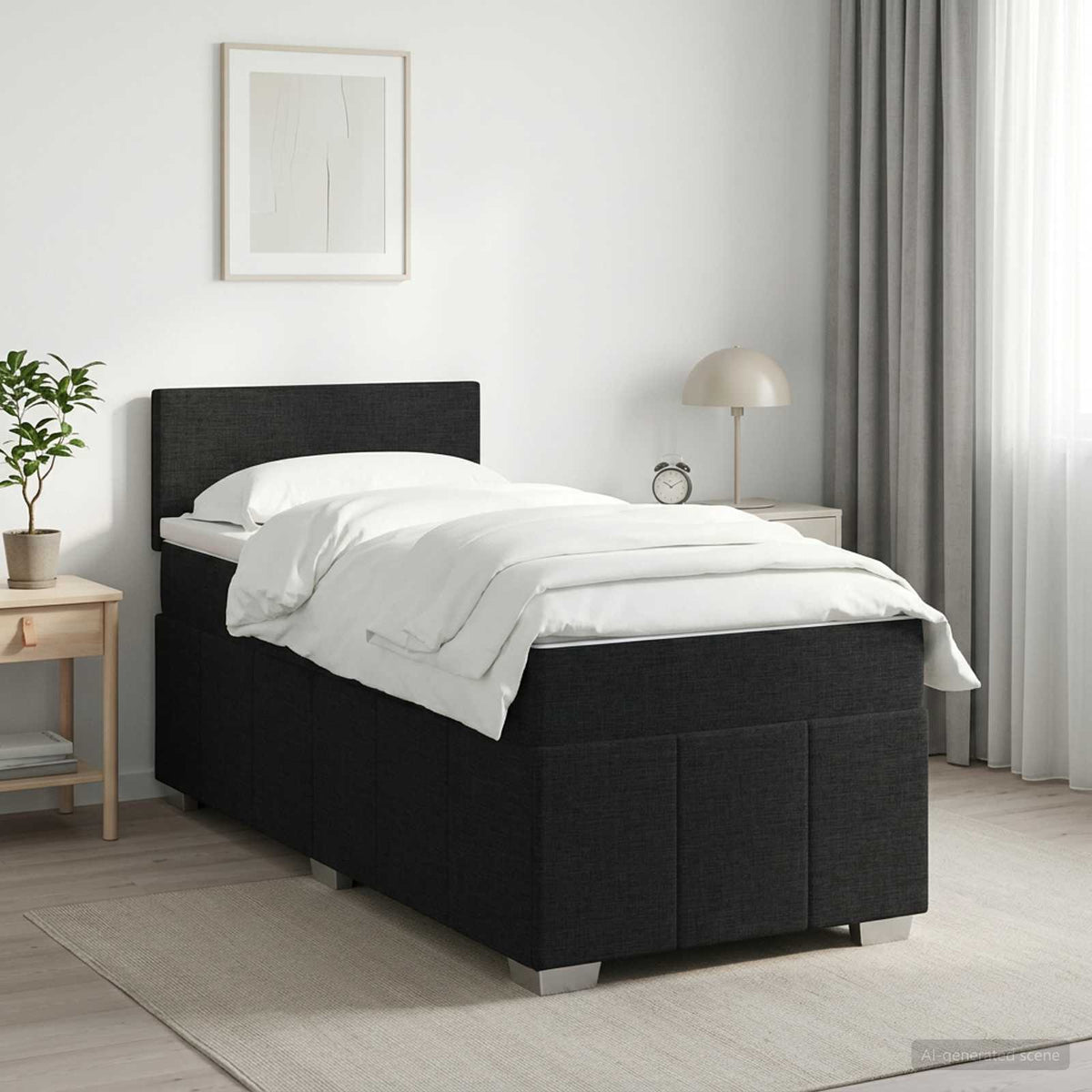Boxspring krevet s madracem Crna 90 x 190 cm Tkanina