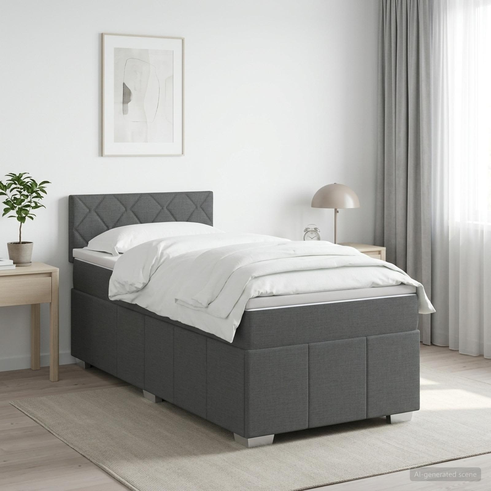 Boxspring krevet s madracem Tamnosiva 100 x 200 cm Tkanina