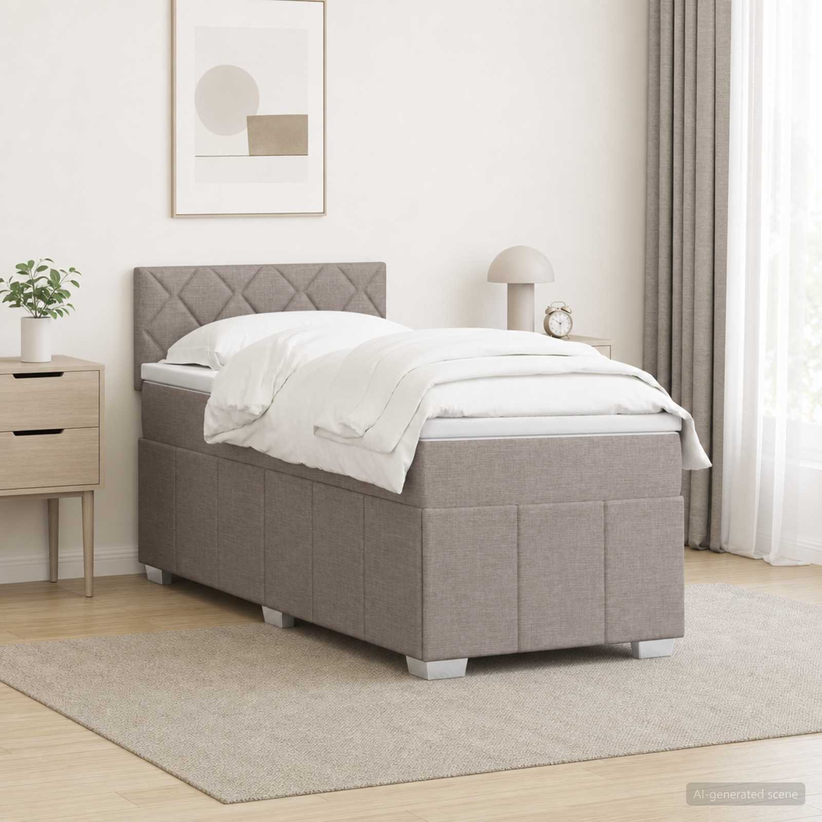 Boxspring krevet s madracem Sivosmeđa 100 x 200 cm Tkanina