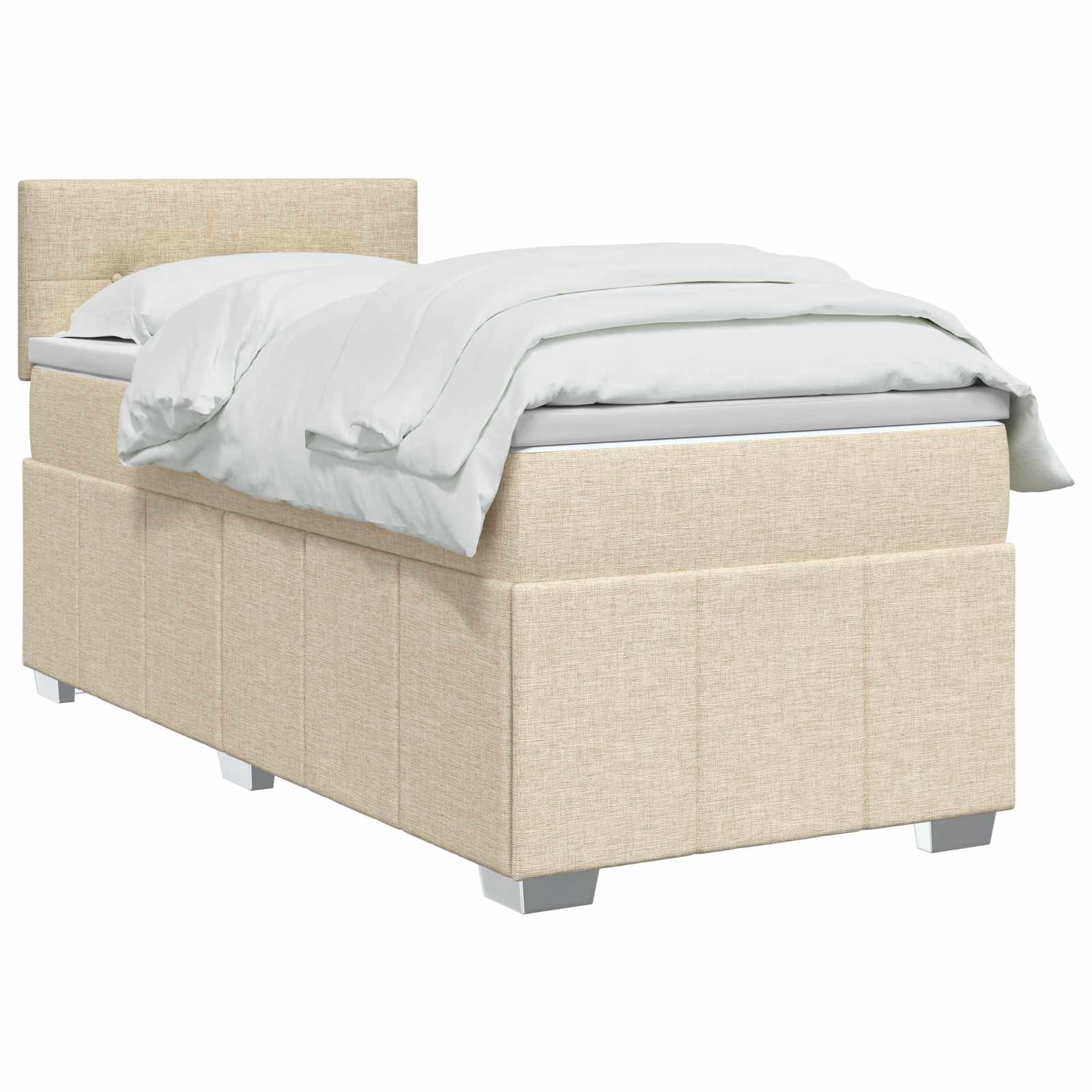 Boxspring krevet s madracem Krem 90 x 200 cm Tkanina