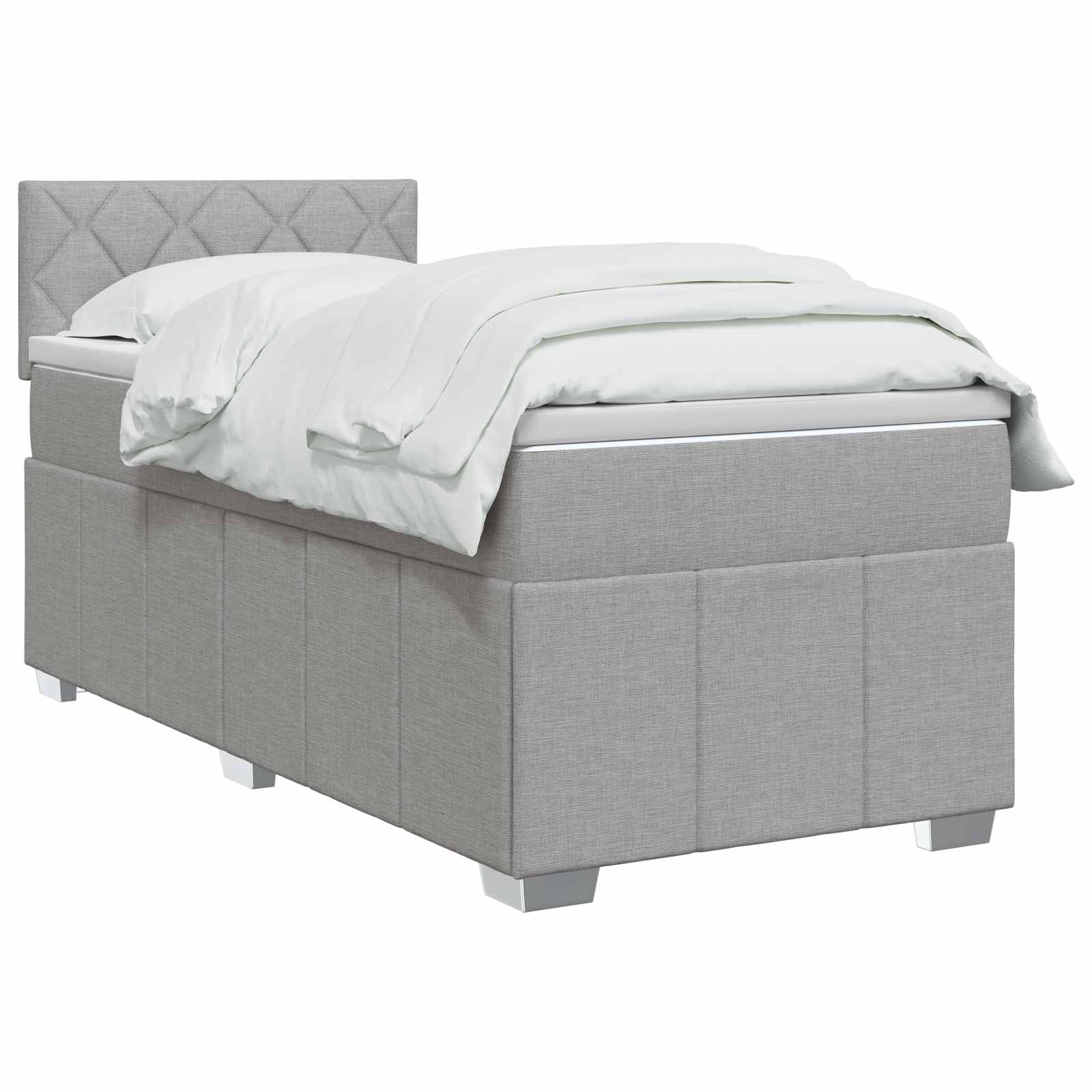 Boxspring krevet s madracem Svjetlosiva 100 x 200 cm Tkanina