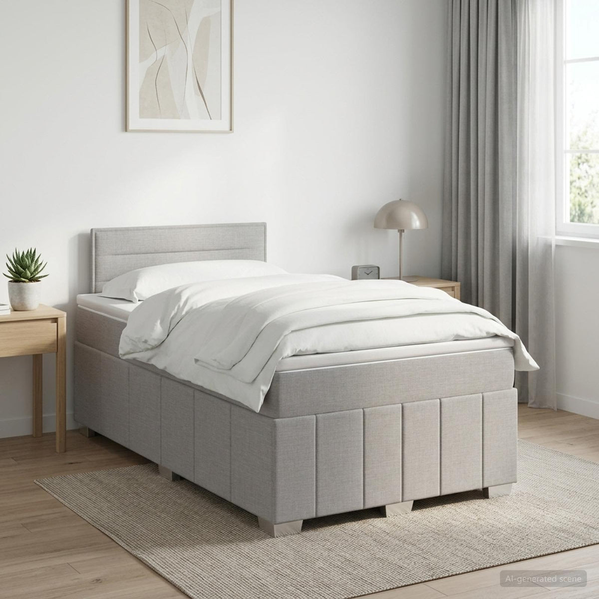 Boxspring krevet s madracem Svjetlosiva 120 x 190 cm Tkanina