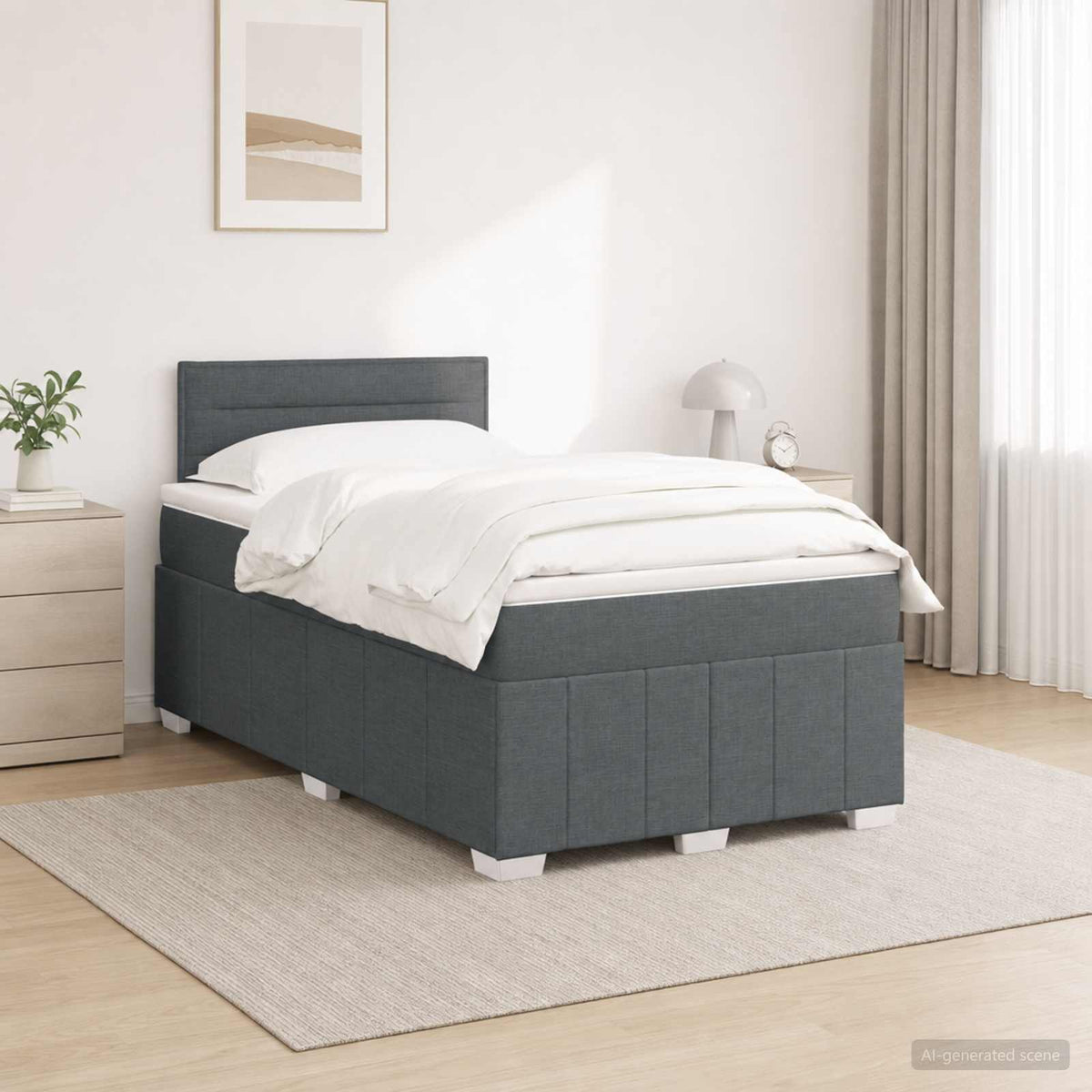 Boxspring krevet s madracem Tamnosiva 120 x 190 cm Tkanina