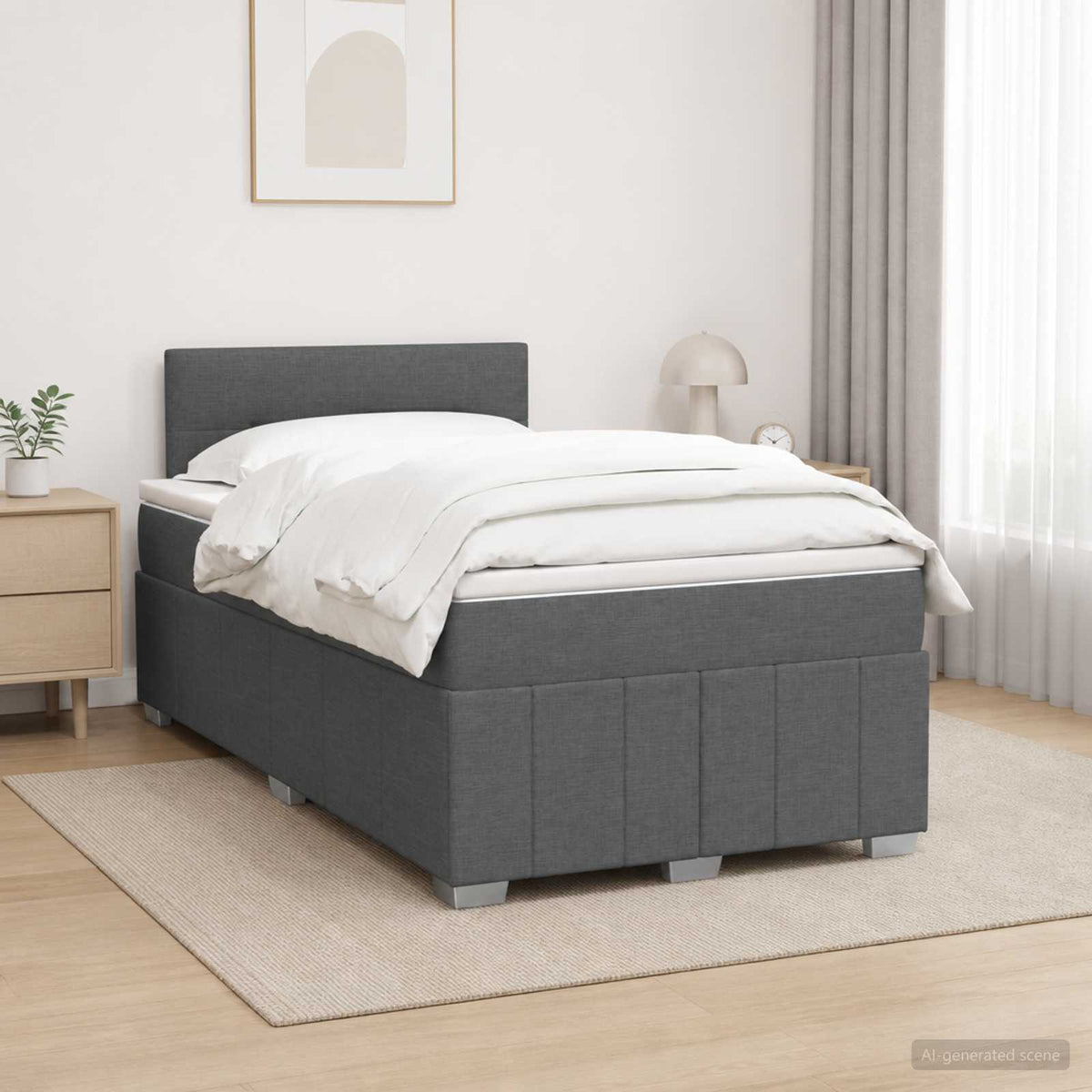 Boxspring krevet s madracem Tamnosiva 120 x 200 cm Tkanina