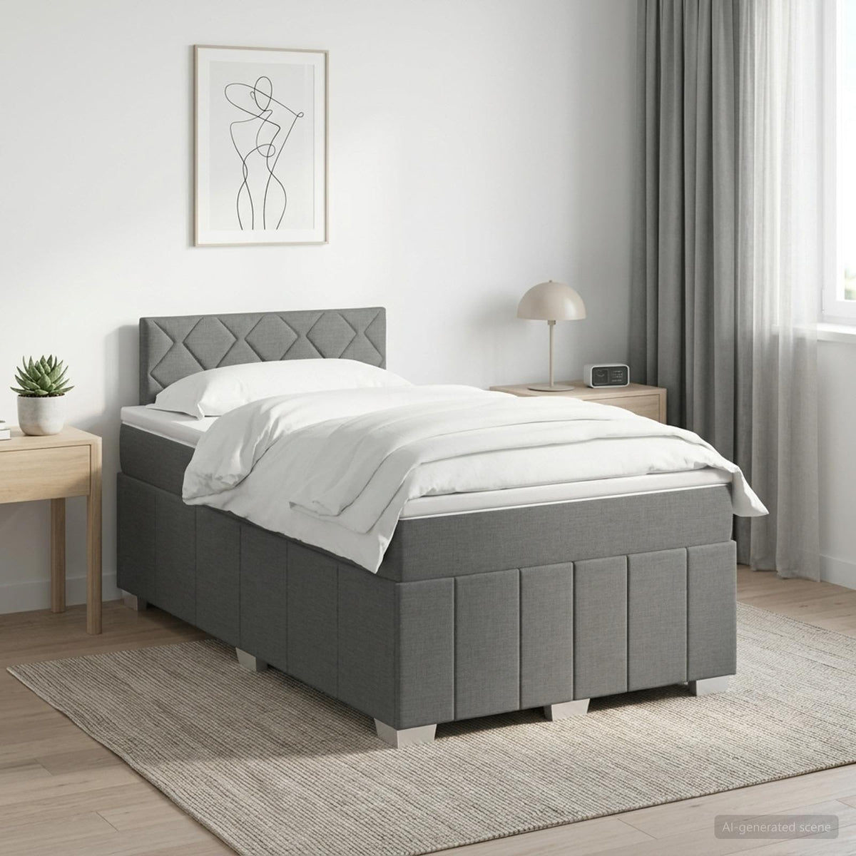 Boxspring krevet s madracem Tamnosiva 120 x 190 cm Tkanina