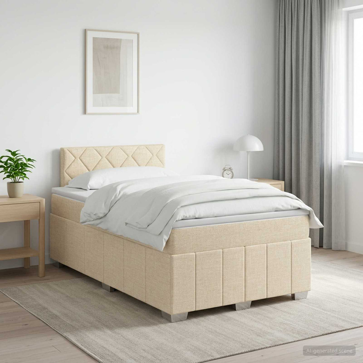 Boxspring krevet s madracem Krem 120 x 190 cm Tkanina