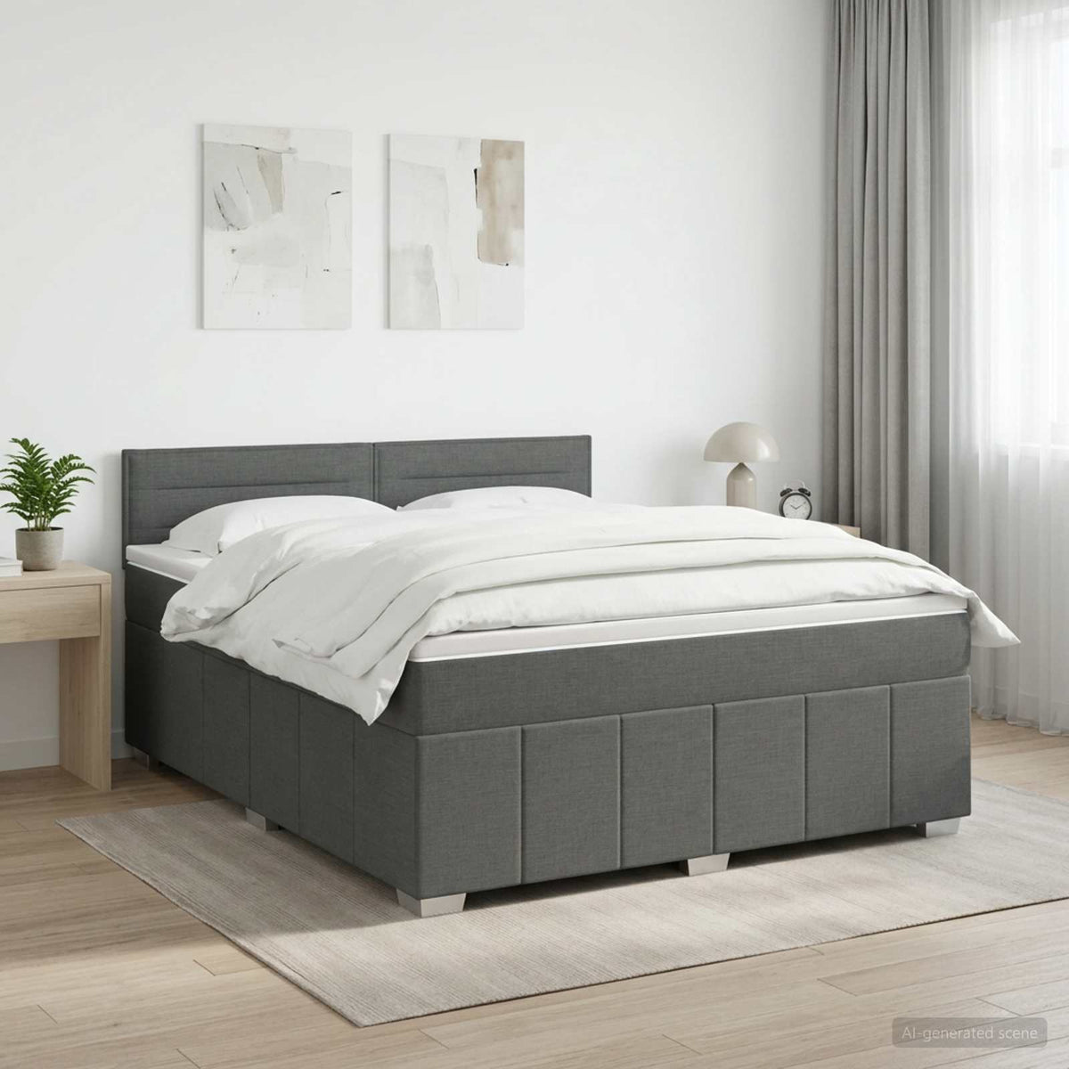 Boxspring krevet s madracem Tamnosiva 140 x 200 cm Tkanina
