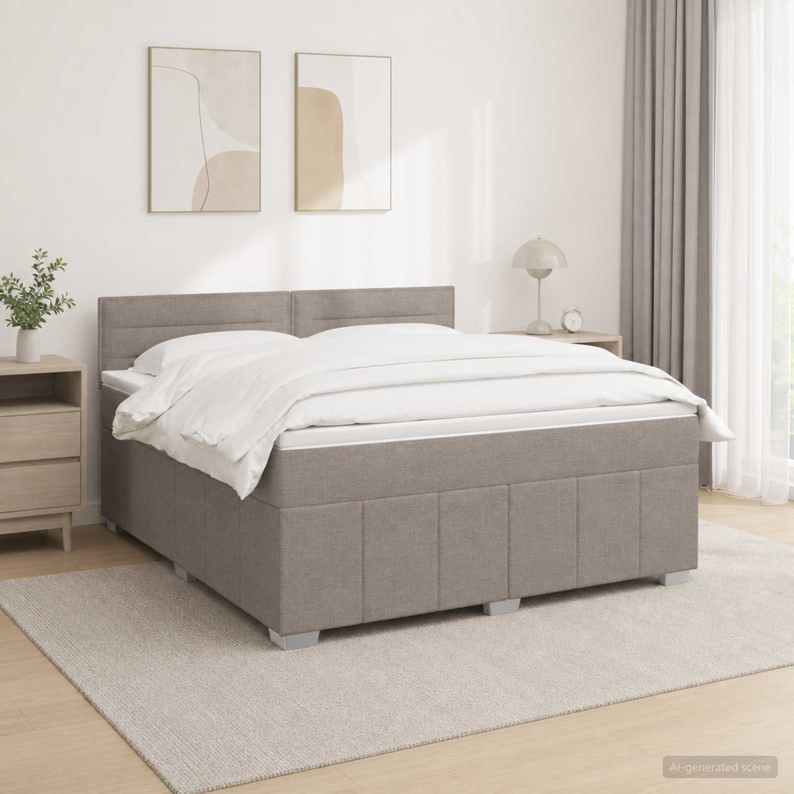 Boxspring krevet s madracem Sivosmeđa 140 x 190 cm Tkanina