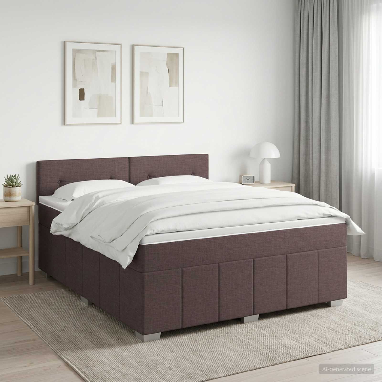 Boxspring krevet s madracem Tamno smeđa 140 x 200 cm Tkanina
