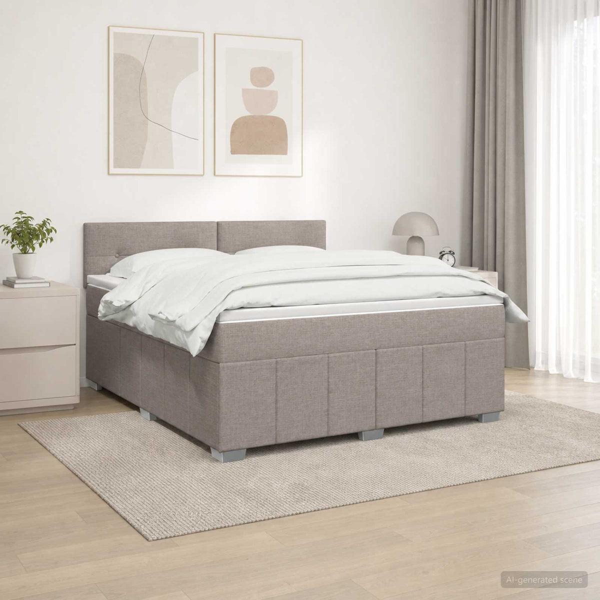 Boxspring krevet s madracem Sivosmeđa 140 x 190 cm Tkanina