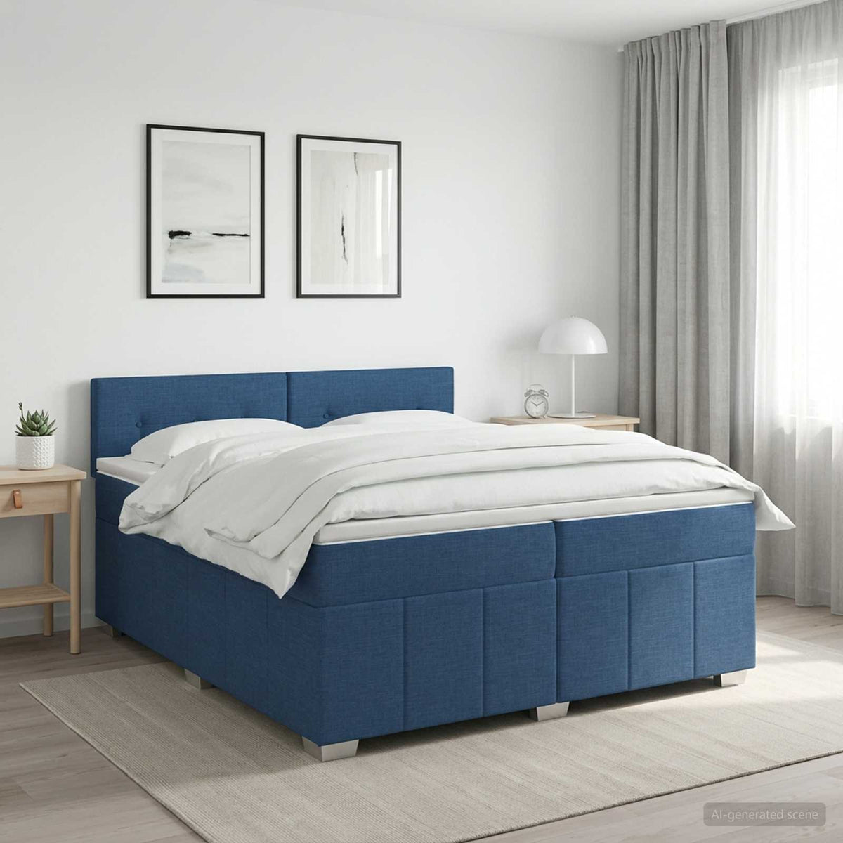 Boxspring krevet s madracem Plava 200 x 200 cm Tkanina
