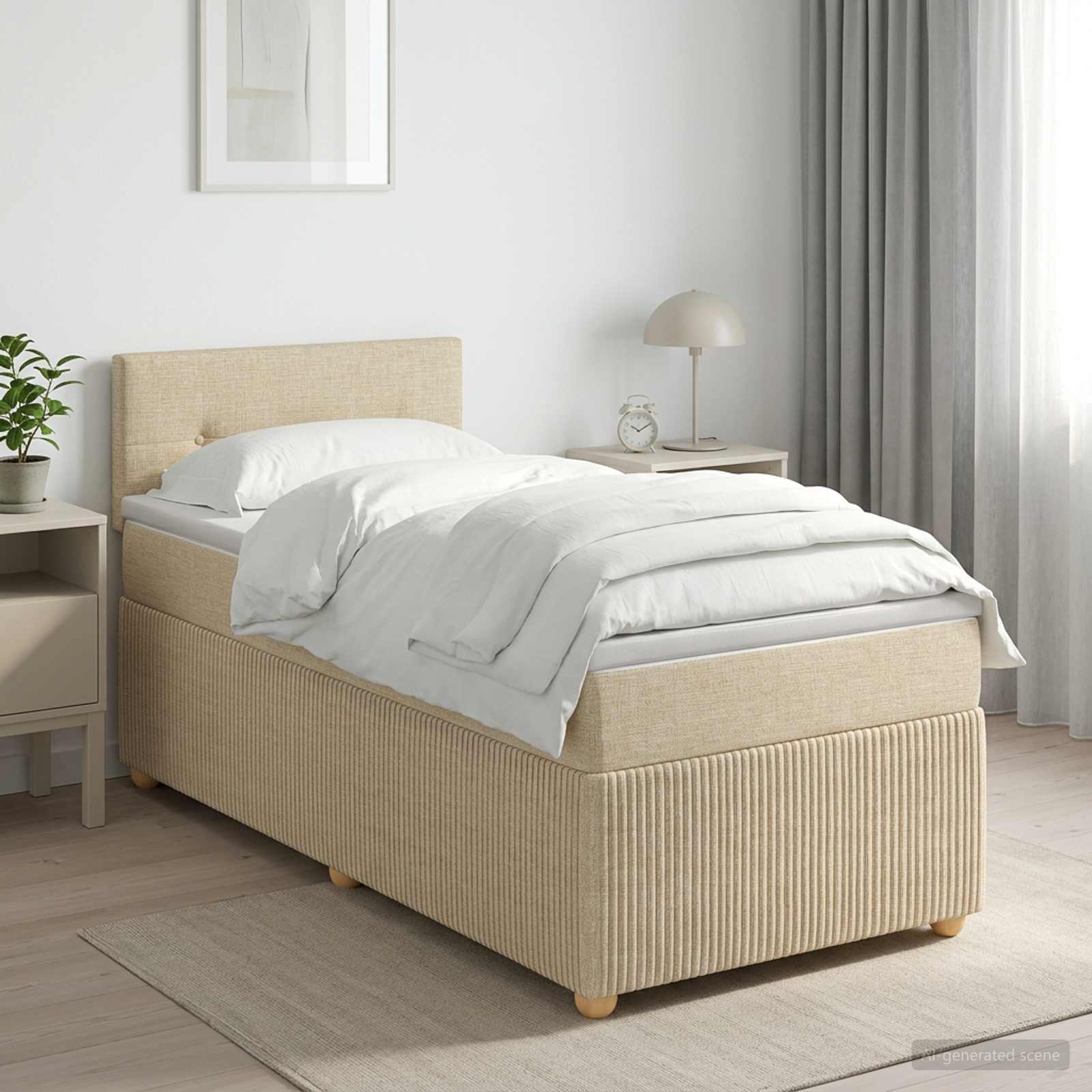 Boxspring krevet s madracem Krem 90 x 200 cm Tkanina