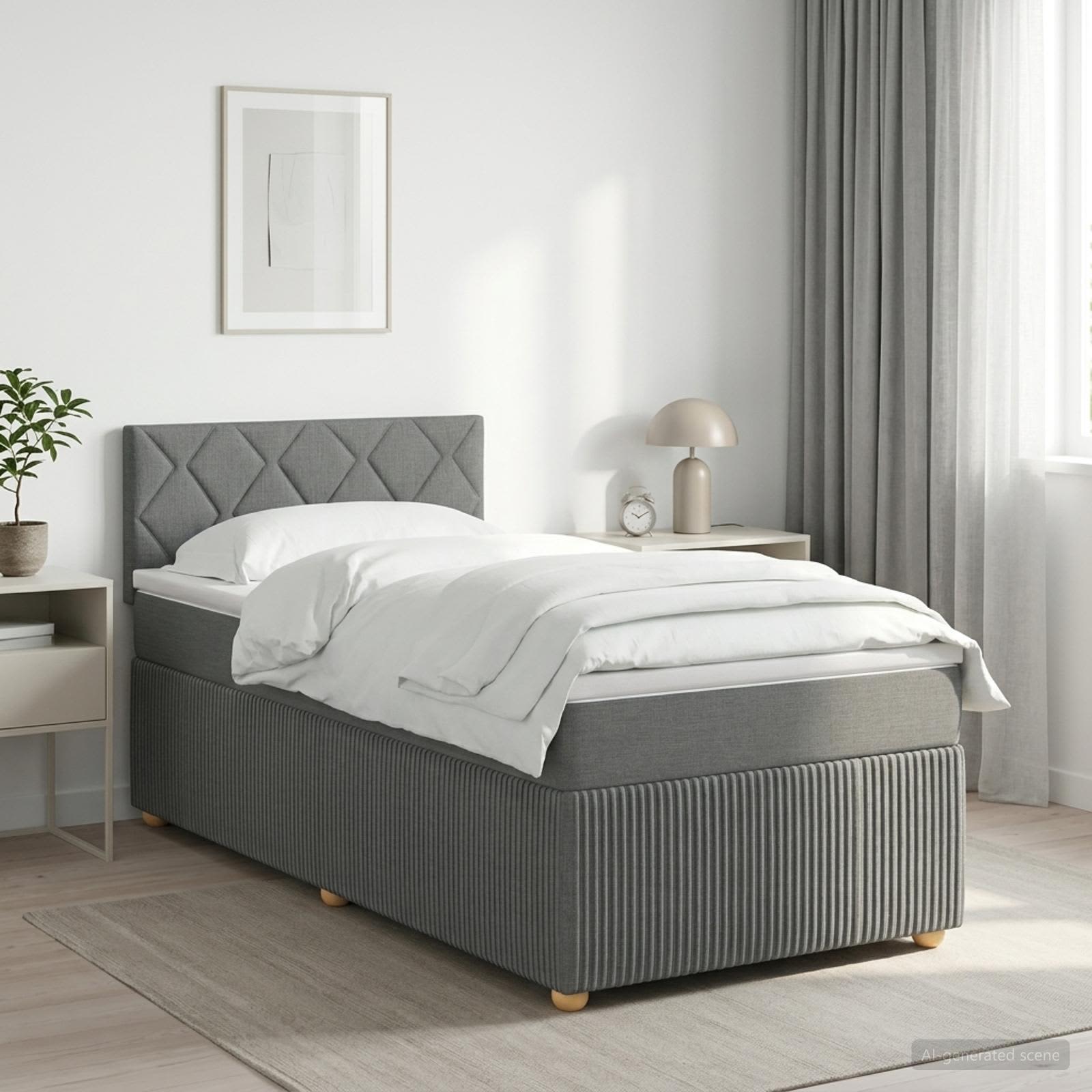 Boxspring krevet s madracem Tamnosiva 100 x 200 cm Tkanina