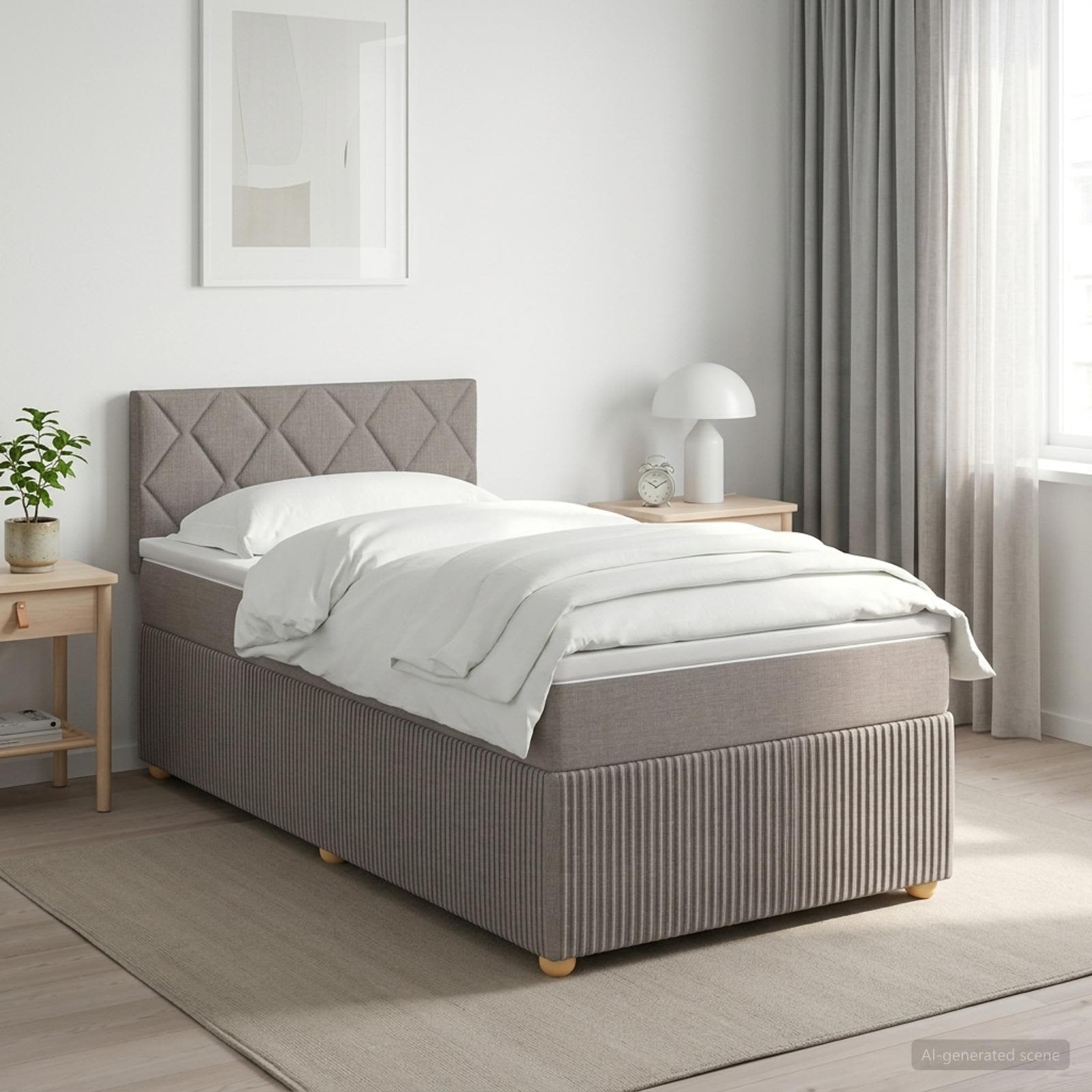 Boxspring krevet s madracem Sivosmeđa 90 x 200 cm Tkanina