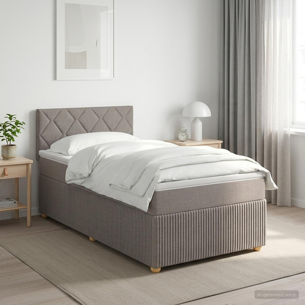 Boxspring krevet s madracem Sivosmeđa 90 x 190 cm Tkanina