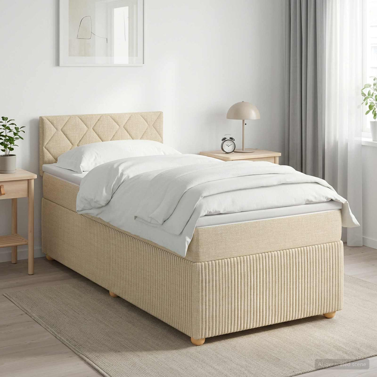 Boxspring krevet s madracem Krem 100 x 200 cm Tkanina