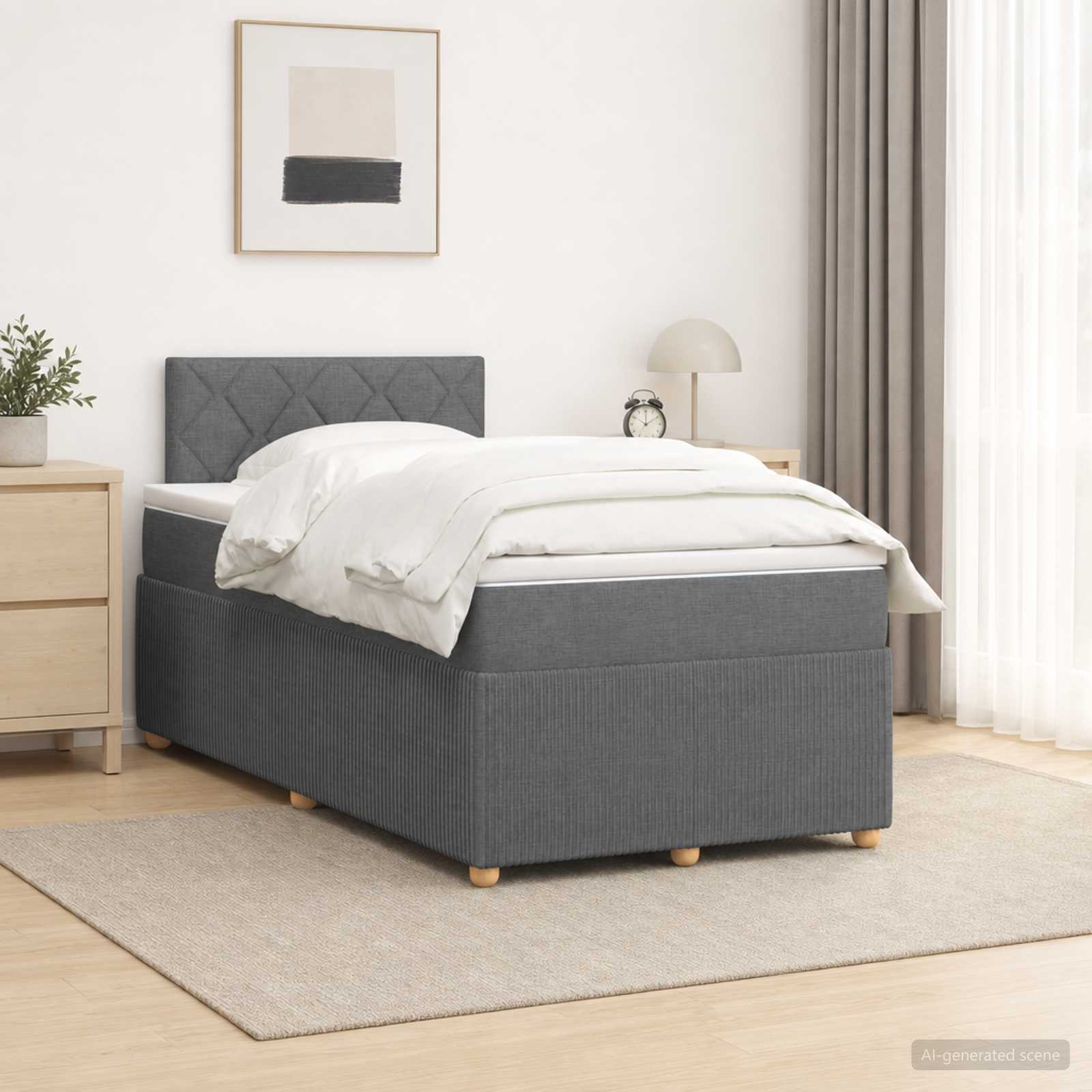 Boxspring krevet s madracem Tamnosiva 120 x 190 cm Tkanina