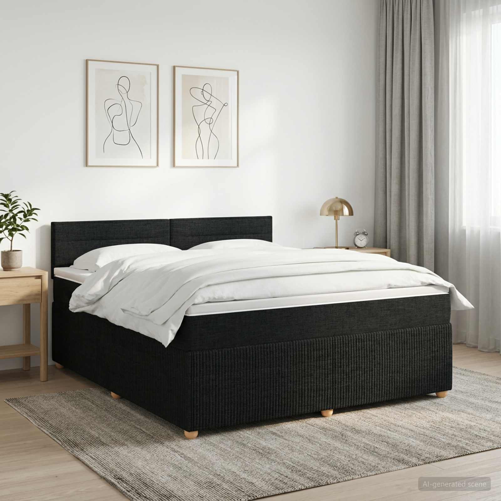 Boxspring krevet s madracem Crna 140 x 200 cm Tkanina