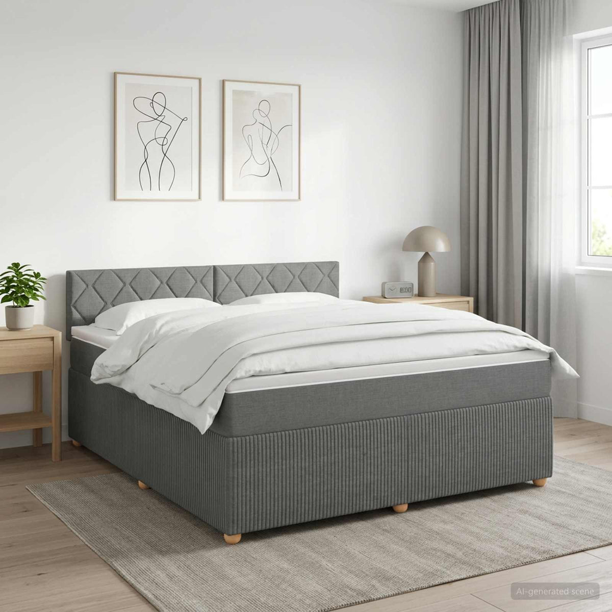 Boxspring krevet s madracem Tamnosiva 180 x 200 cm Tkanina