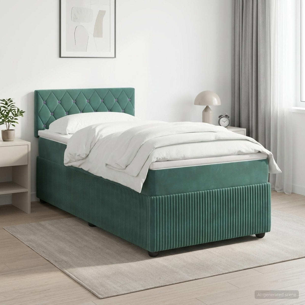 Boxspring krevet s madracem Tamnozelena 100 x 200 cm Baršun