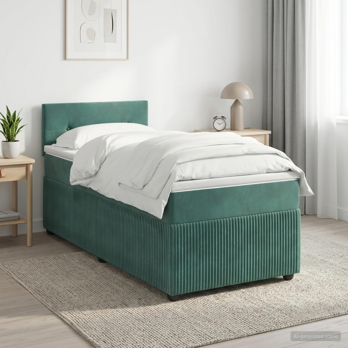 Boxspring krevet s madracem Tamnozelena 90 x 190 cm Baršun