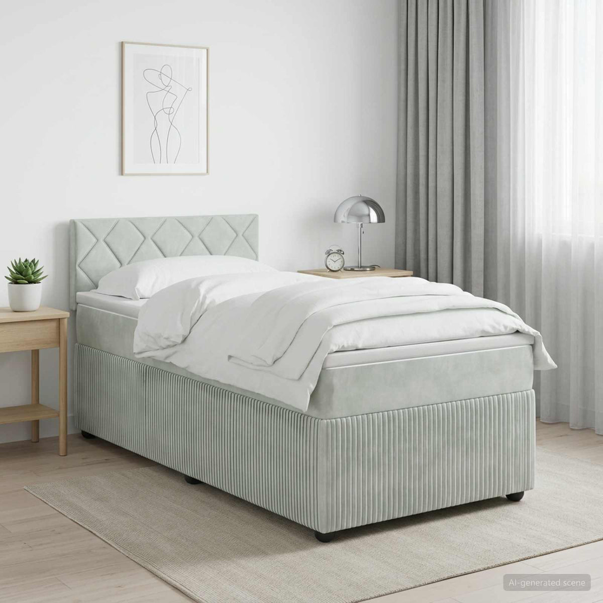 Boxspring krevet s madracem Svjetlosiva 80 x 200 cm Baršun