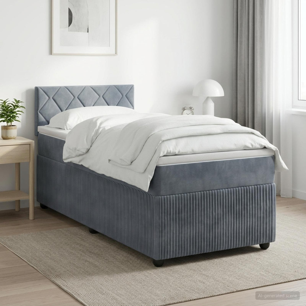 Boxspring krevet s madracem Tamnosiva 90 x 200 cm Baršun